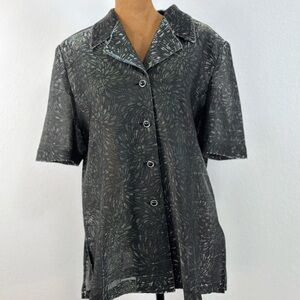 Vintage Korean Boutique Metallic Blouse S M 90s Power Shoulder Art Chic